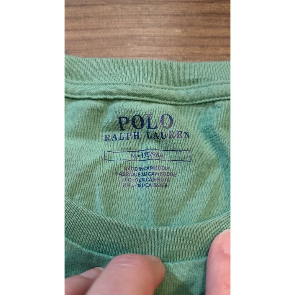 Polo‎ Ralph Lauren Long Sleeve Shirt Mens M Cotton Green Embroidered Logo FLAW